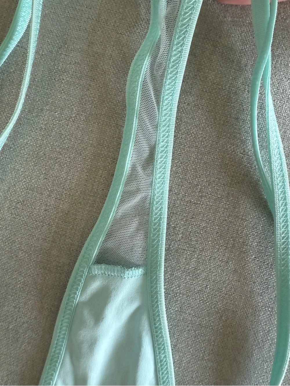 Taryn Winters SET Kharis topaz blue bespoke bra 32D & thong S